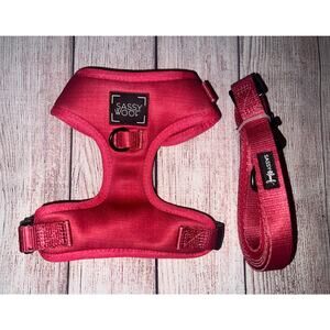 Sassy Woof Merlot Set of Adjustable Harness and Matching Fabric Leash Sz XS NEW